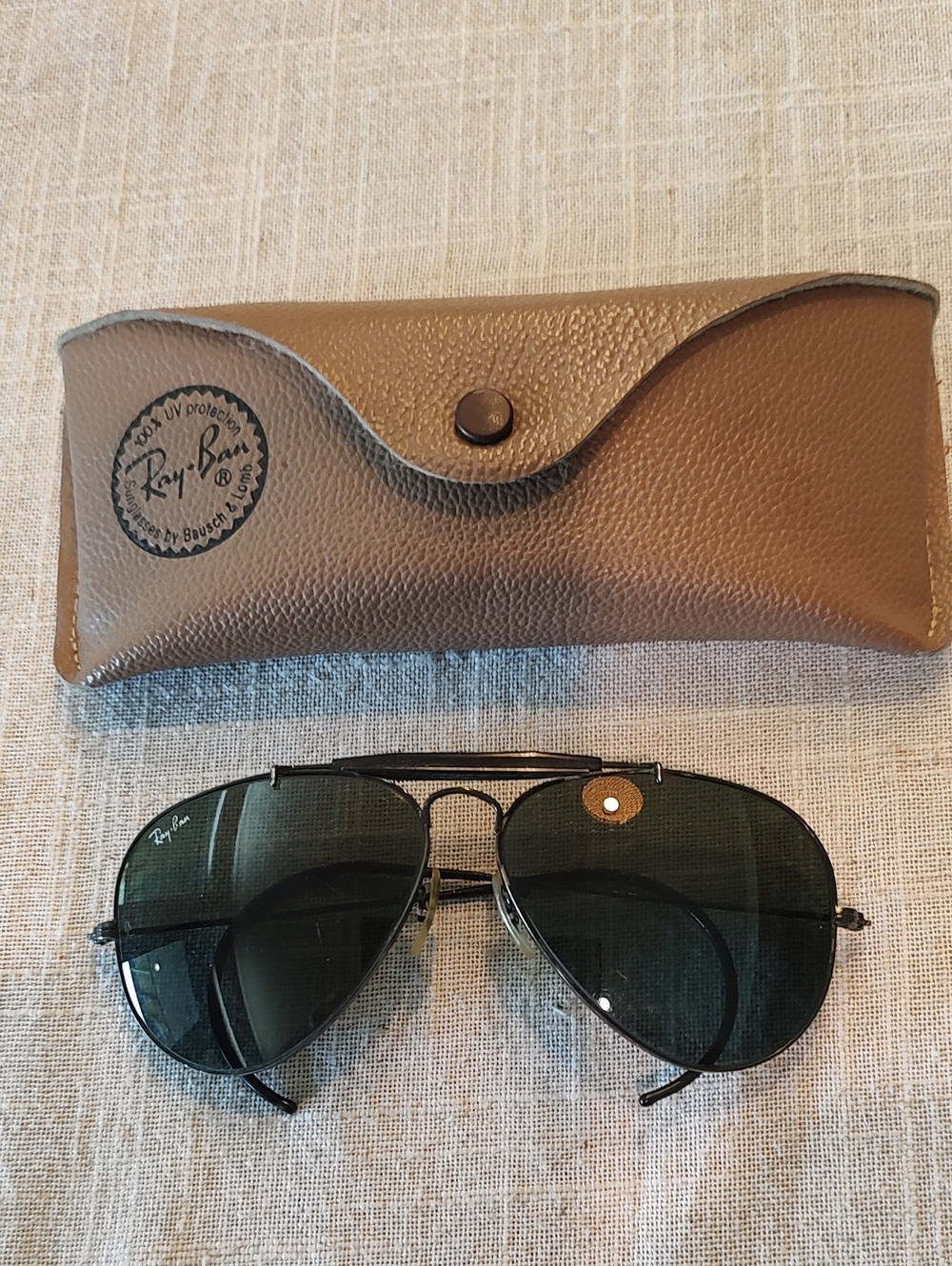 Vintage BL Ray-Ban Outdoorsman Sunglasses Black Chrome 58mm G-15 Case Aviator